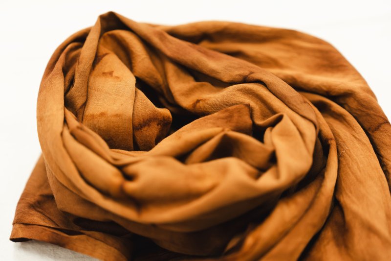 手工植染柿染纯棉围巾 - 围巾/披肩 - 棉．麻 