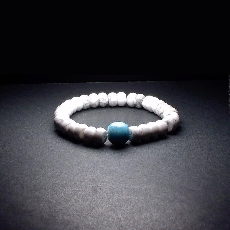 海纹石(拉利玛)与白松石 男手环 男手链 手链 QBR-00012 - 手链/手环 - 水晶 