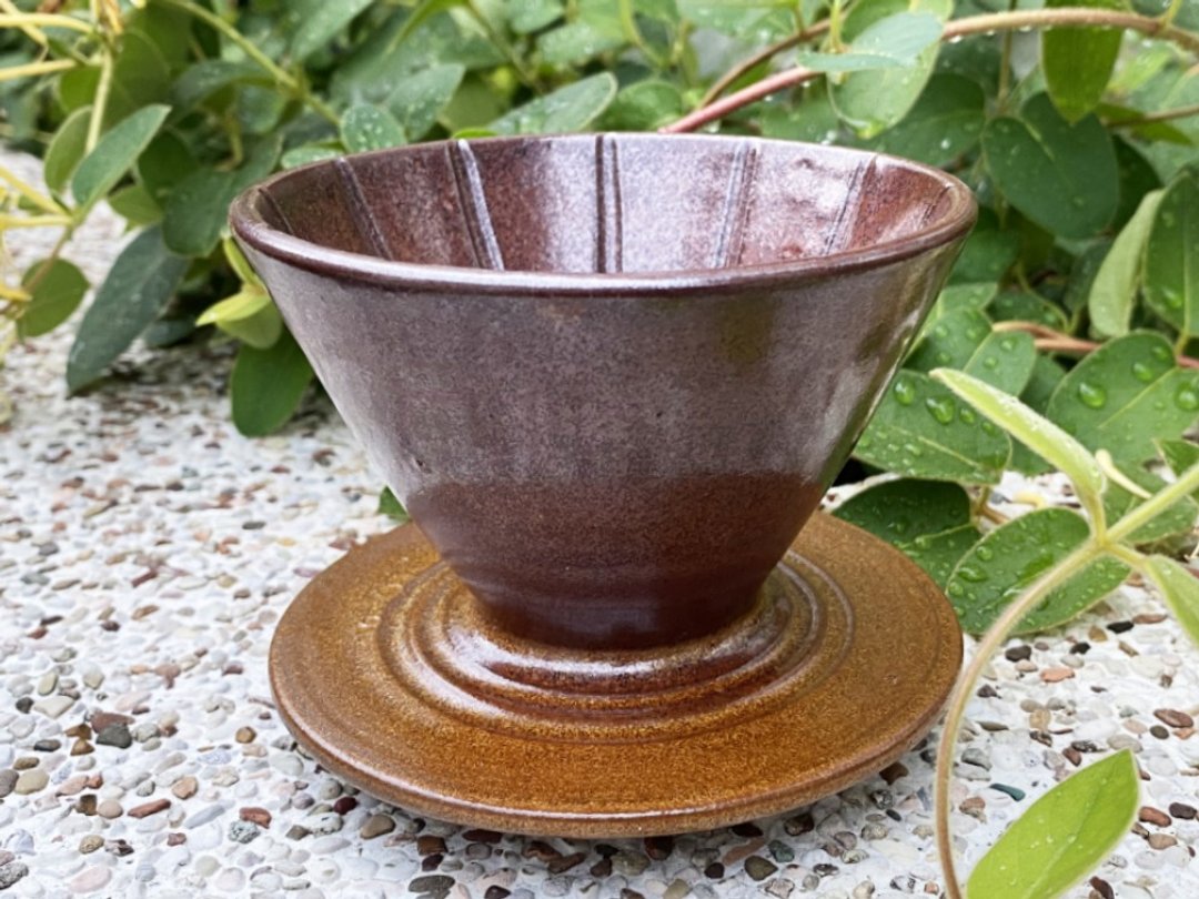 手作陶器 | 铁釉 咖啡滤杯 (无把手) - 咖啡壶/周边 - 陶 咖啡色