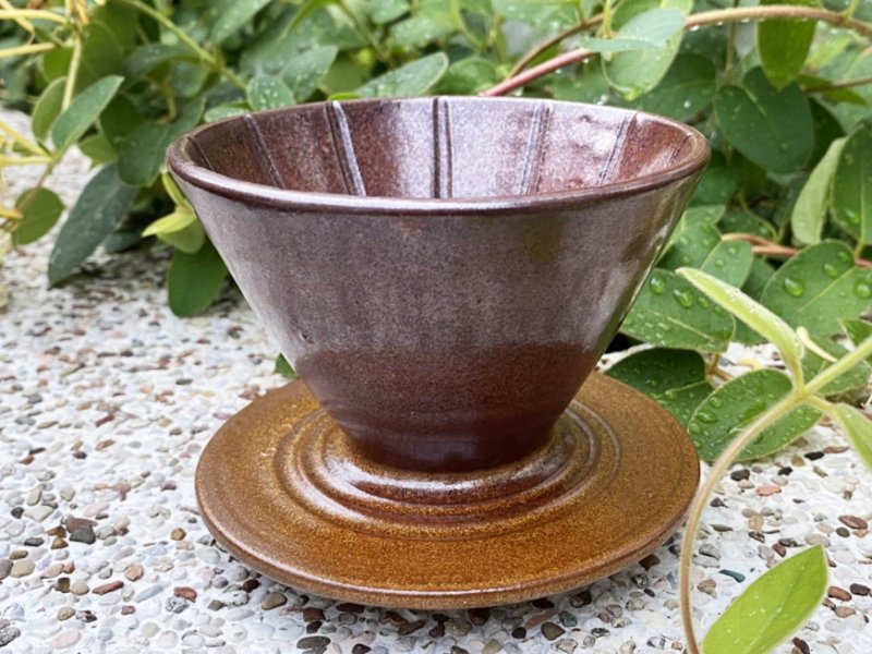 手作陶器 | 铁釉 咖啡滤杯 (无把手) - 咖啡壶/周边 - 陶 咖啡色
