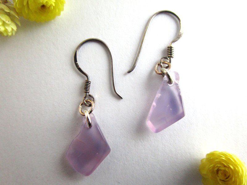 掏宝乐系列 耳环 紫玉髓(耳勾)/独特个性风/ - 耳环/耳夹 - 玉石 紫色