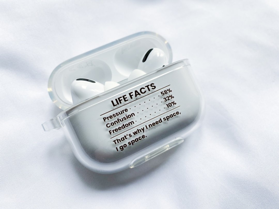 透明版 人生好难 LIFE FACTS 防摔AIRPODS保护套 - 耳机 - 塑料 透明