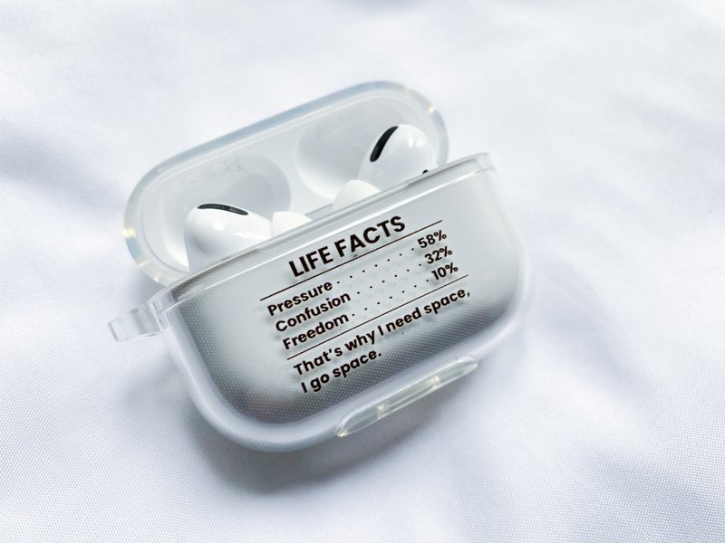 透明版 人生好难 LIFE FACTS 防摔AIRPODS保护套 - 耳机 - 塑料 透明