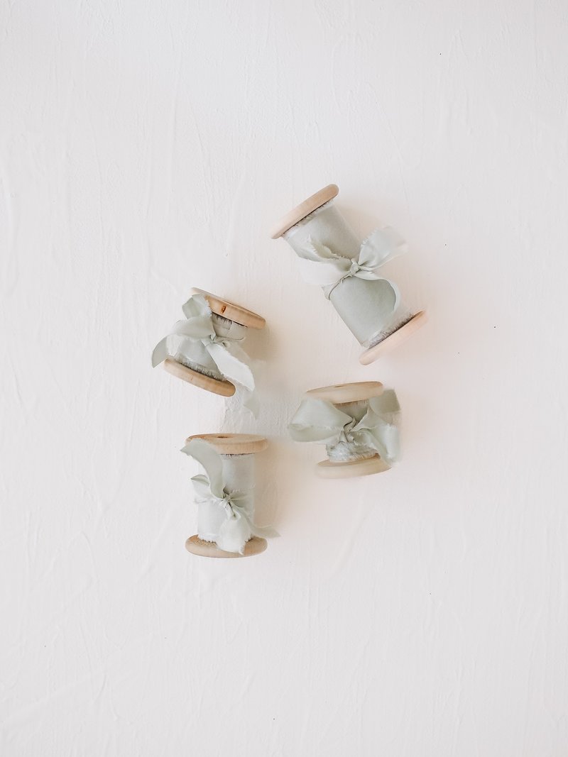 Sage / Hand Dyed Original Silk Ribbon - 包装材料 - 丝．绢 