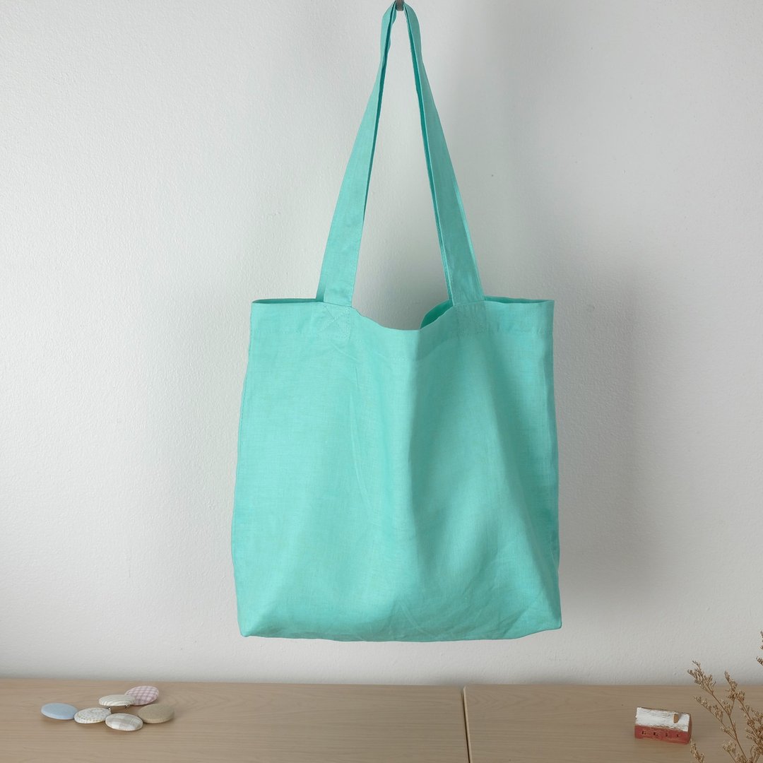 Mint Linen Tote Bag (Rainbow Series) - 侧背包/斜挎包 - 棉 绿色