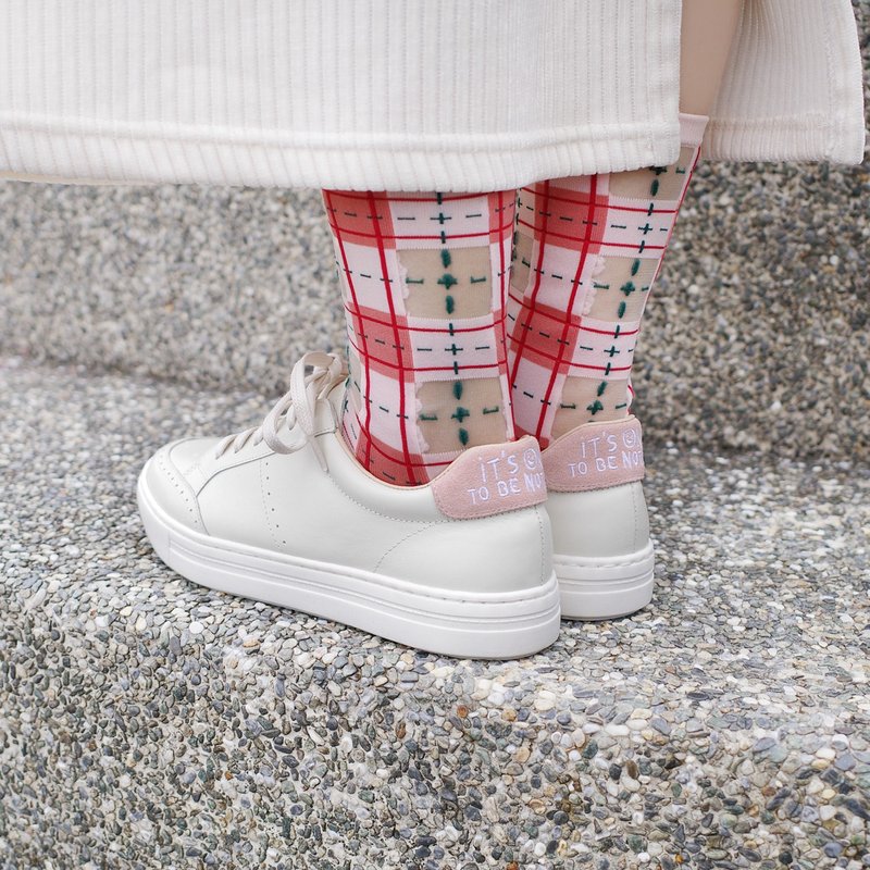 防水皮革! 365天舒适纯色小白鞋 白粉 全真皮 MIT -樱粉色 - 雨鞋/雨靴 - 真皮 粉红色