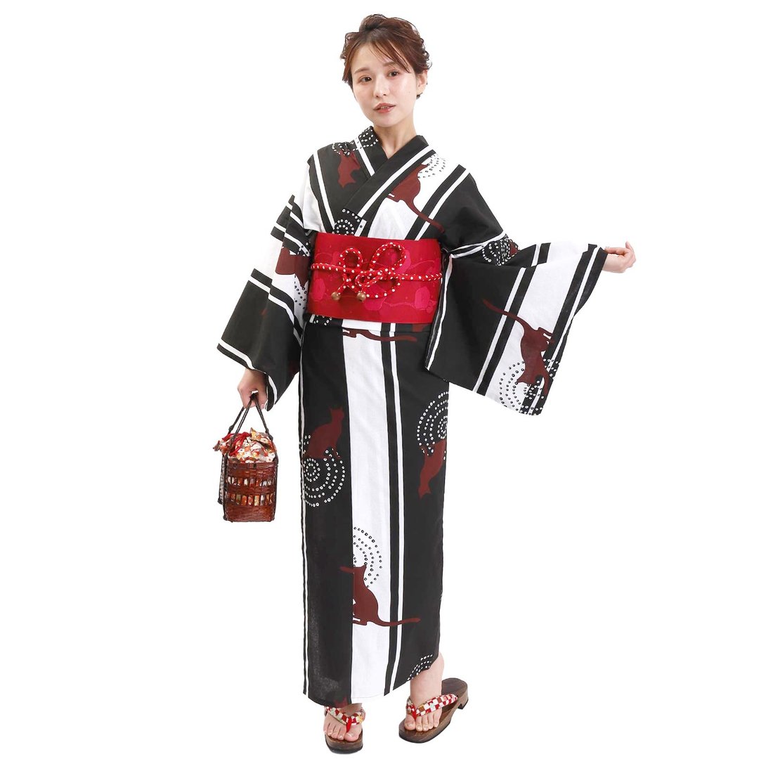 日本 和服 女性 浴衣 腰封 2件组 F Size x33-11 yukata - 其他 - 棉．麻 黑色