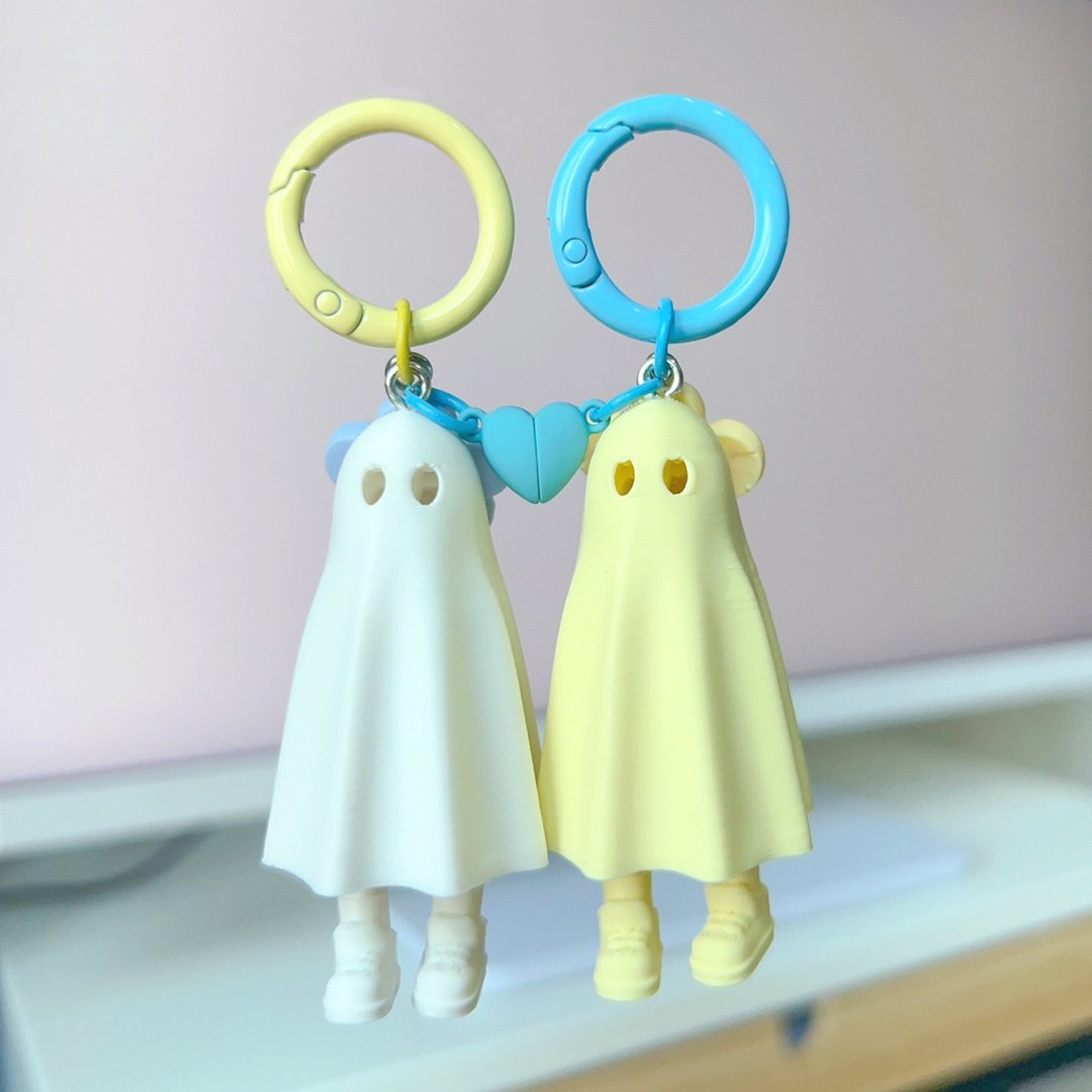 Zou Ghost Lovely set 2024 / White-Yellow - 钥匙链/钥匙包 - 塑料 黄色