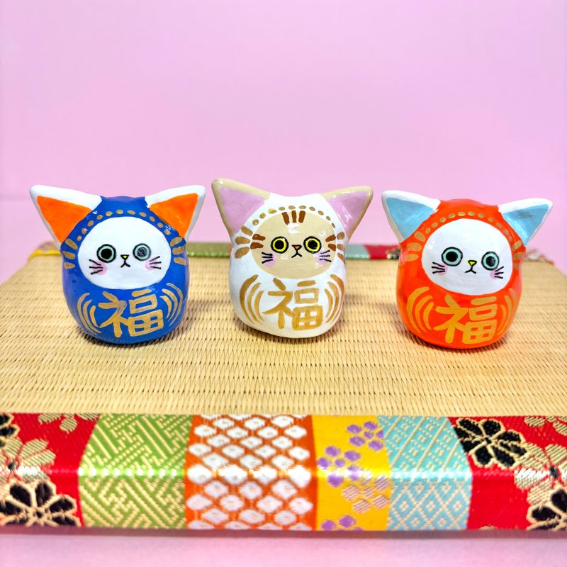 猫达摩【小】右侧 橘色 - 摆饰 - 粘土 橘色