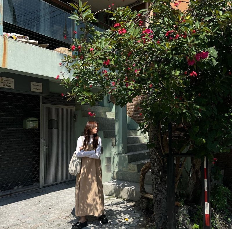 长洋装，韩系风格洋装，附有肩带可调整长度。 - 洋装/连衣裙 - 棉．麻 