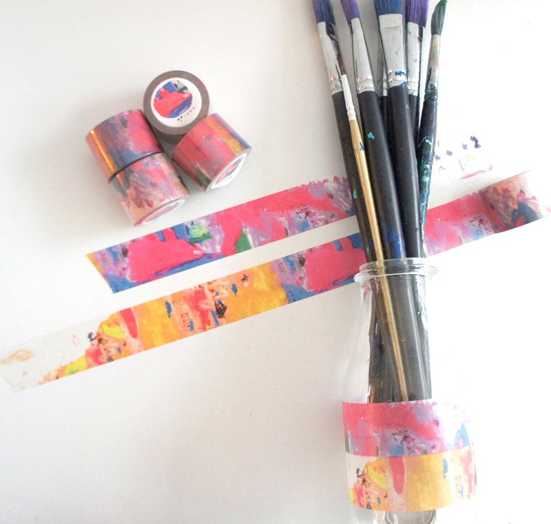 彩色黄粉山棱 宽版yinke纸胶带 - 纸胶带 - 纸 橘色