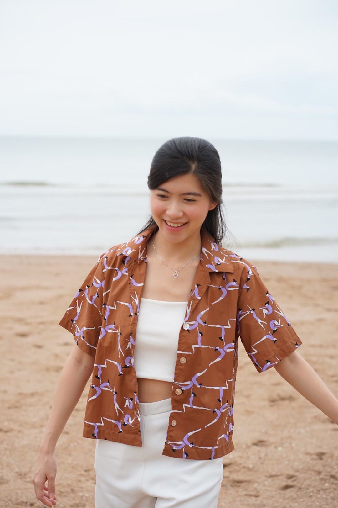 BIRUCHU HER SHIRTS : Gymnastics - 女装衬衫 - 棉．麻 咖啡色