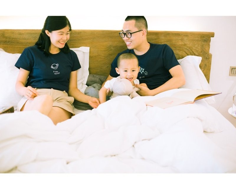 skov  小飞船  原创T恤亲子装亲子T恤亲子装童装短袖T-shirt - 女装 T 恤 - 棉．麻 白色