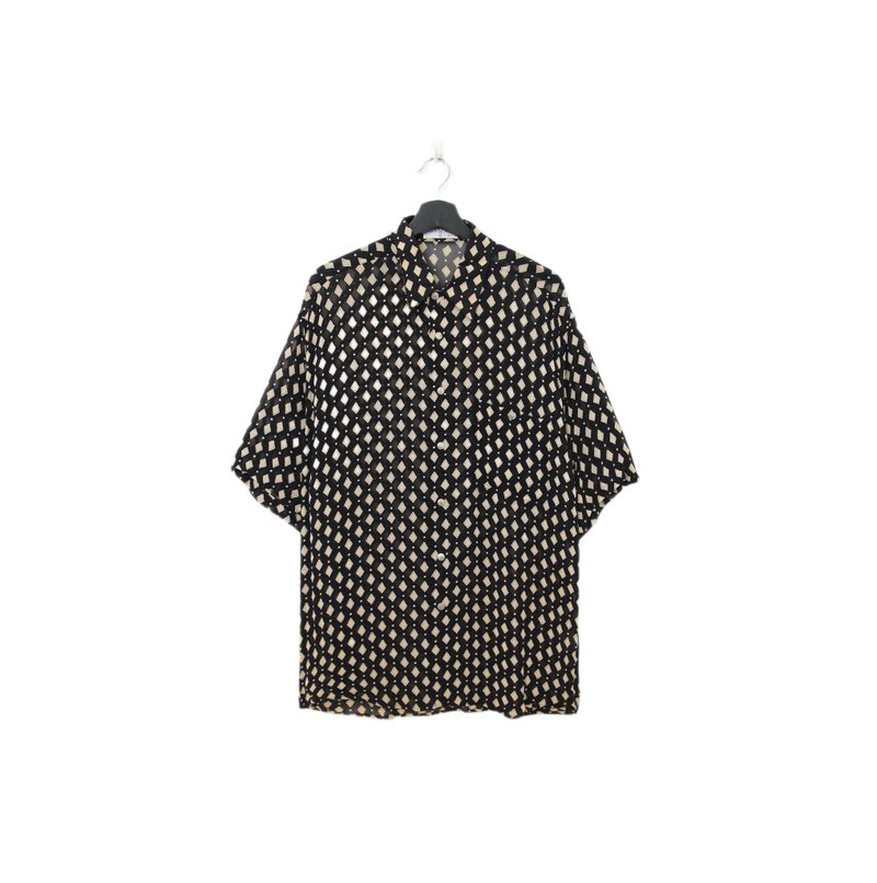 Back to Green- 袖花衬衫 微透肤 菱形满版 sf-02vintage shirt - 男装衬衫 - 聚酯纤维 