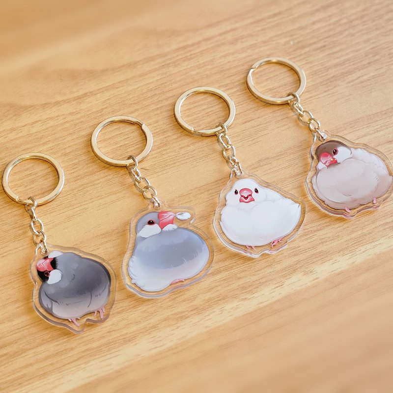 文鸟大福 • 压克力钥匙圈吊饰 - 钥匙链/钥匙包 - 压克力 多色