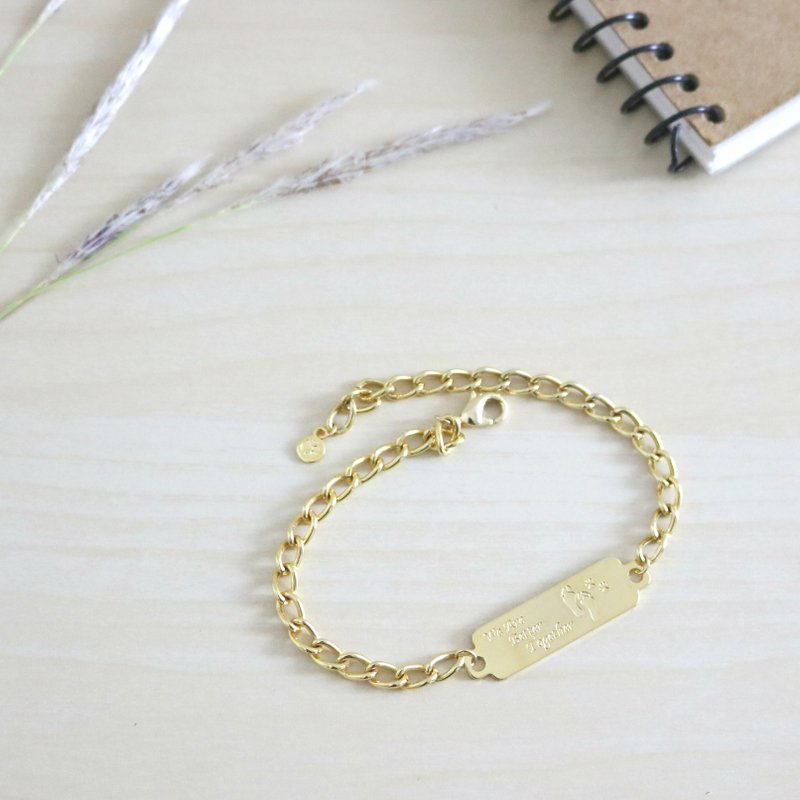 Paws29 [手作]《We Are Better Together 有你・一切更美好》系列：金色手链・男生款 【宠物+人・美好时尚生活】 - 手链/手环 - 其他金属 金色