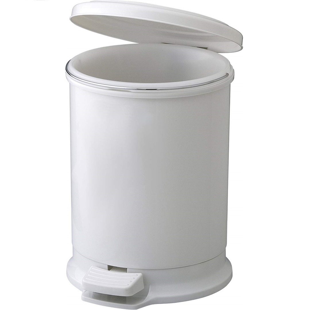 日本 H&H 圆筒造型踩踏垃圾桶 10L 附内桶 - 垃圾桶 - 塑料 白色