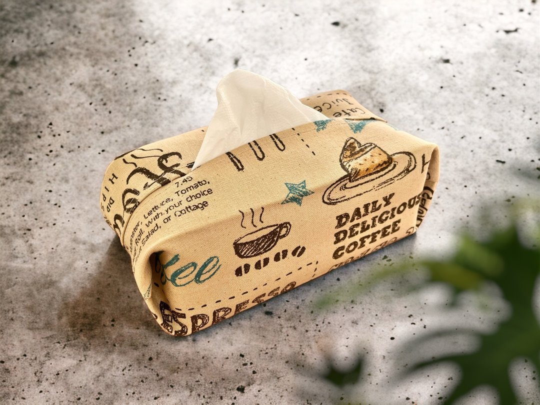 手作纸巾套。coffee menu - 收纳用品 - 棉．麻 咖啡色