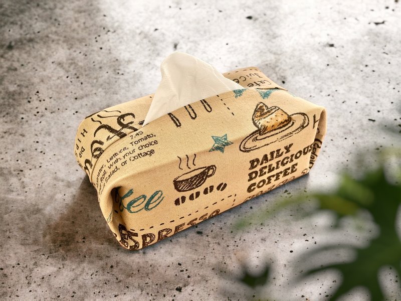 手作纸巾套。coffee menu - 收纳用品 - 棉．麻 咖啡色