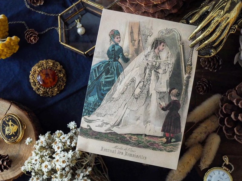 法国仕女服装图鉴系列 复刻版明信片 B款 - 卡片/明信片 - 纸 