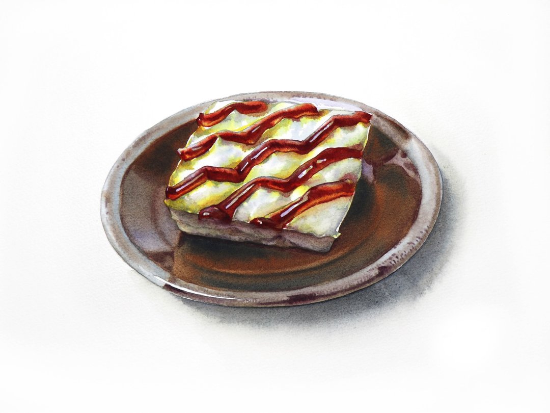 Cake original watercolor painting by artist Irina Zhunaeva - 墙贴/壁贴 - 纸 咖啡色