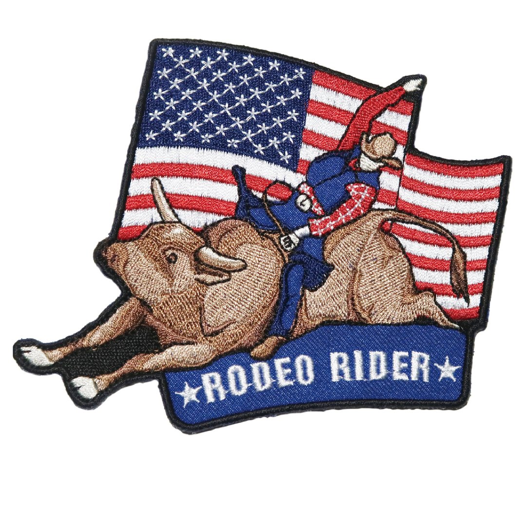 美国 RODEO RIDER(牛仔骑野牛) 熨烫背胶补丁 布艺徽章 热烫刺绣 - 徽章/别针 - 绣线 多色
