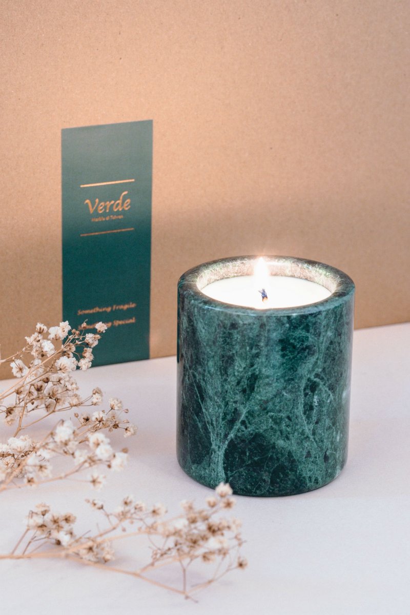 礼物推荐 大理石纯大豆精油蜡烛/香氛蜡烛 - 蜡烛/烛台 - 蜡 绿色