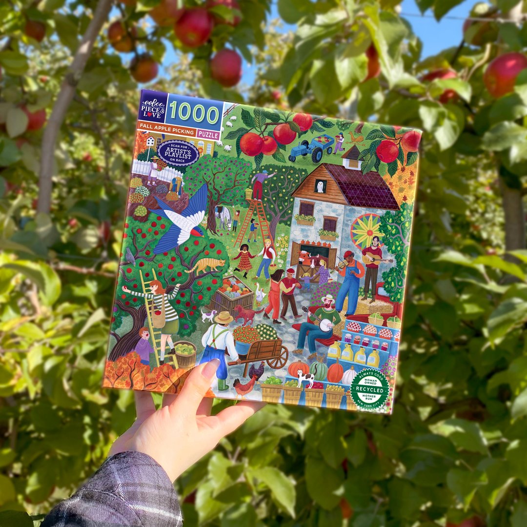 eeBoo 1000 片拼图 - Fall Apple Picking 秋季采苹乐 - 拼图 - 纸 多色