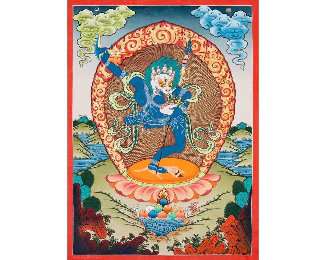 唐卡艺术  狮面智慧本尊辛哈穆卡 - 墙贴/壁贴 - 其他材质 多色