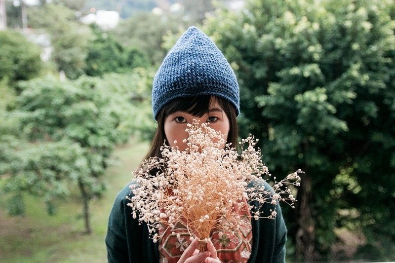 给自己的圣诞礼物  冬日尖尖精灵毛线帽-雾蓝色 - 帽子 - 聚酯纤维 蓝色