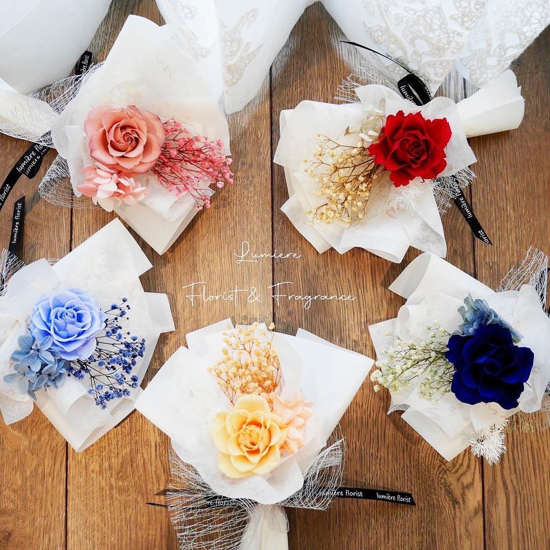 不凋花单只花束 白色情人节礼物 回礼 惊喜礼物 - 干燥花/捧花 - 植物．花 多色