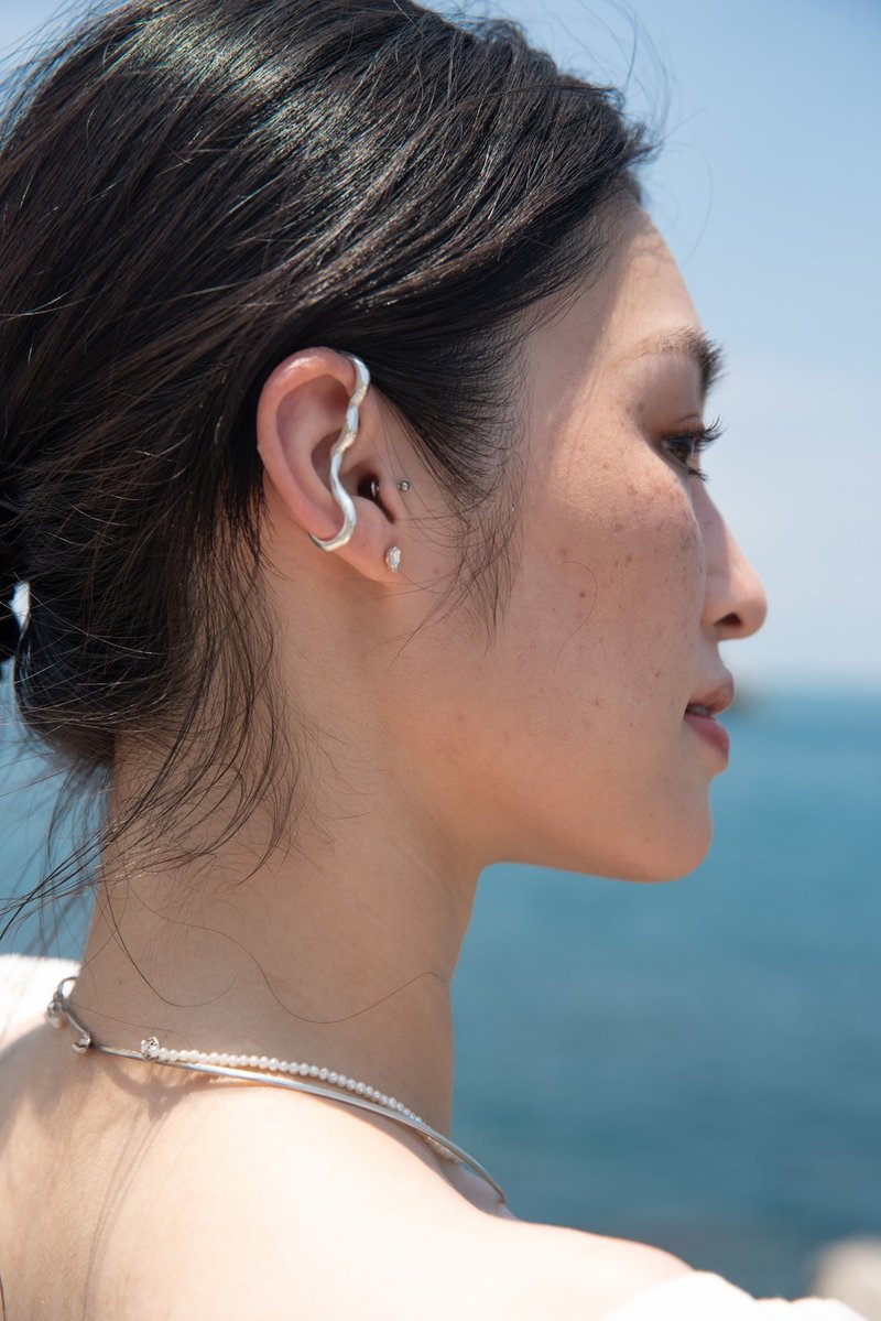 Una earcuff | 耳骨耳扣 - 耳环/耳夹 - 纯银 