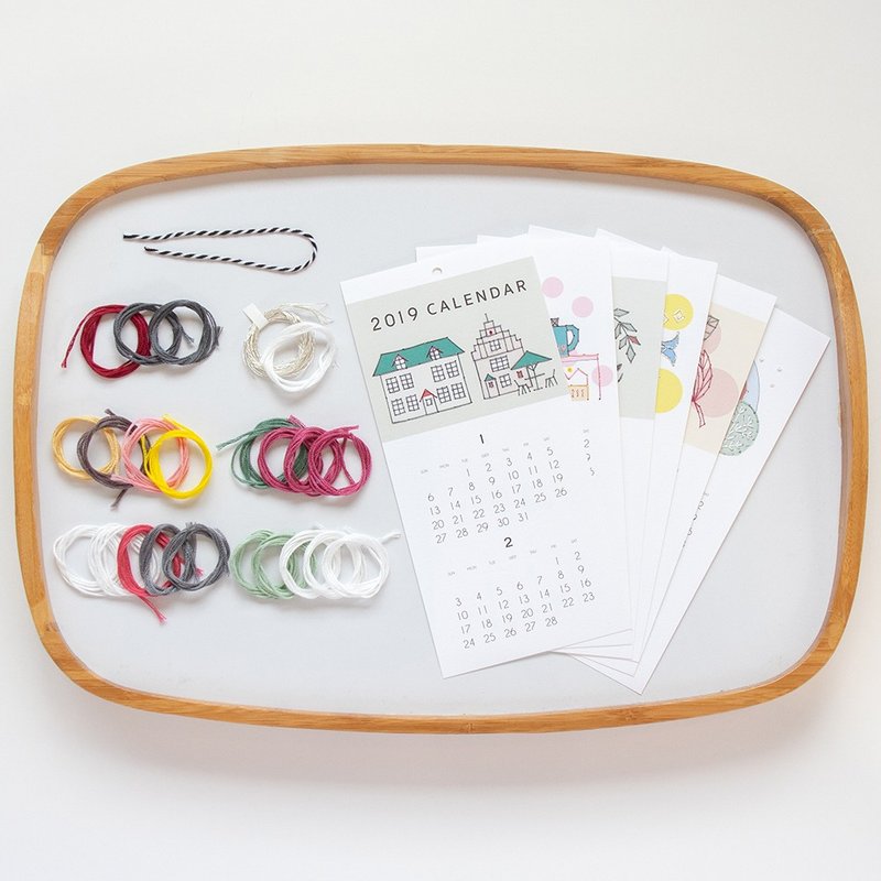 2019年日历 - 纸刺绣套件 - 编织/刺绣/羊毛毡/裁缝 - 绣线 蓝色