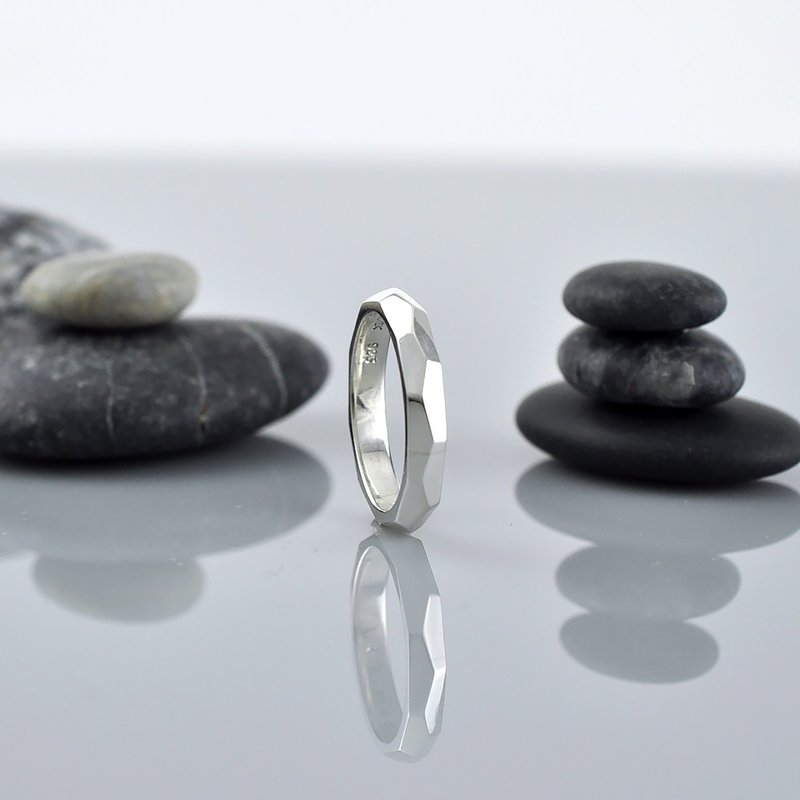 切面戒指 / 尾戒 925纯银 - 戒指 - 纯银 银色