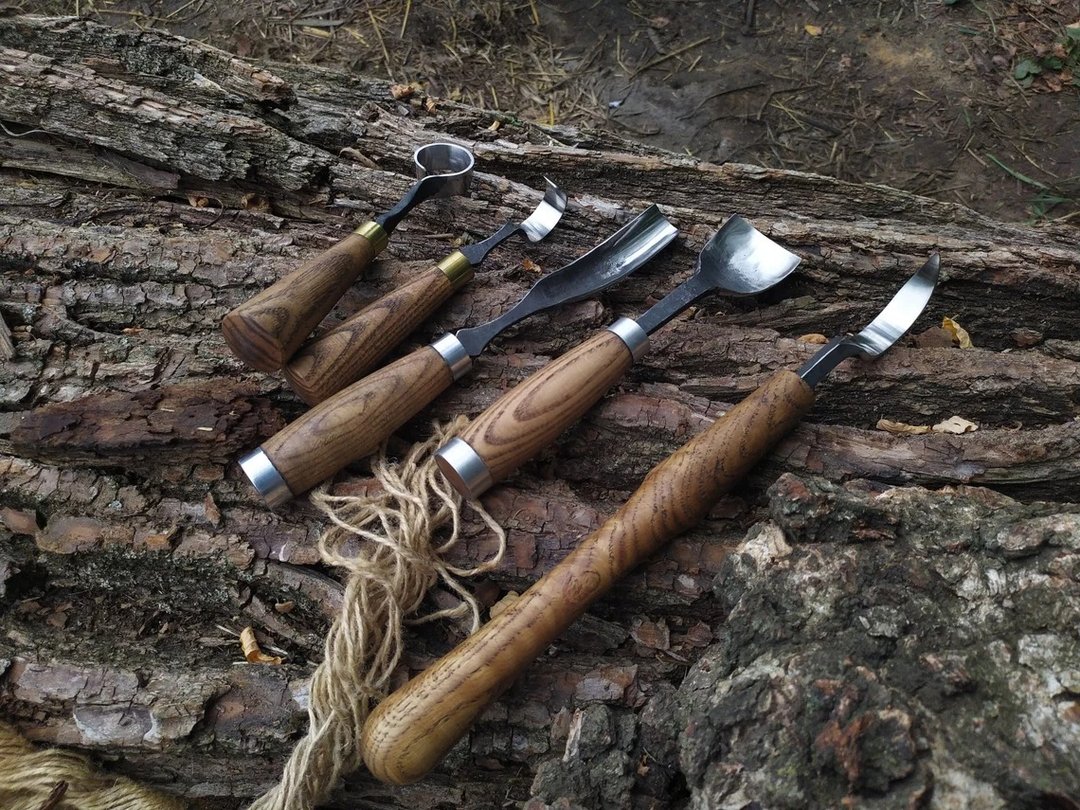 Spoon carving set 5 pcs. Forged chisel. Spoon carving tools. Wood carving gouge. - 其他 - 其他金属 