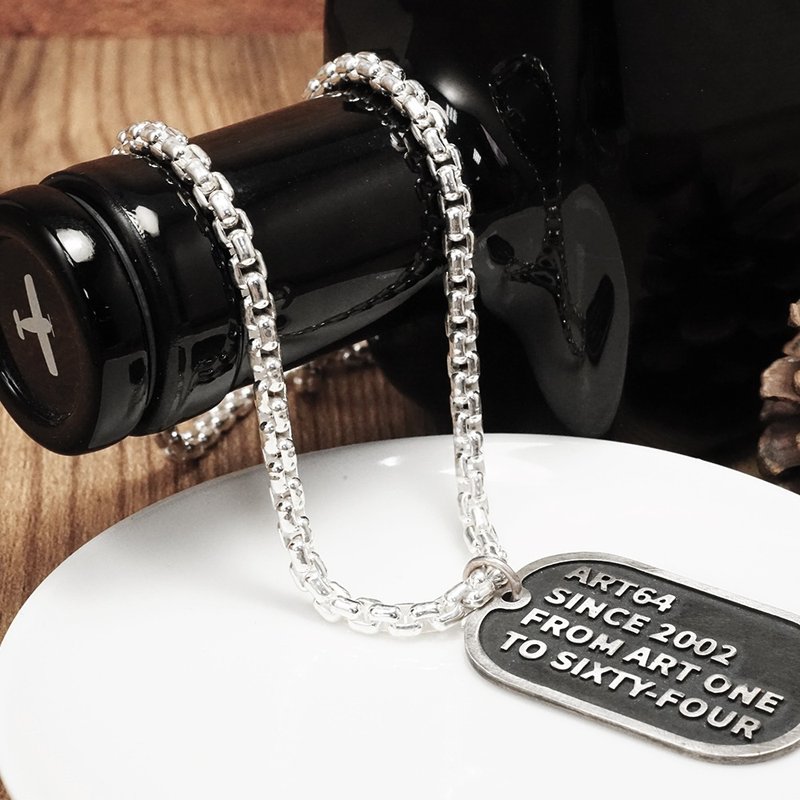 宽版威尼斯项链 圆润版 方盒链(3.9mm宽) 925纯银链 男生项链 - 项链 - 纯银 银色