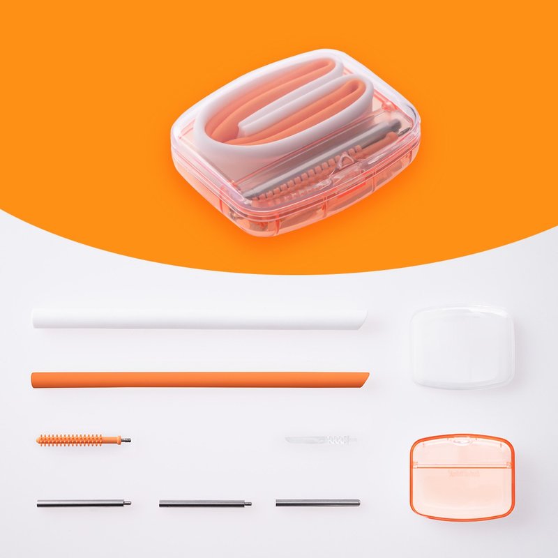 (募资百万商品)InfoThink SUBA BOX六合一环保吸管随身盒-香橙橘 - 环保吸管 - 环保材料 橘色