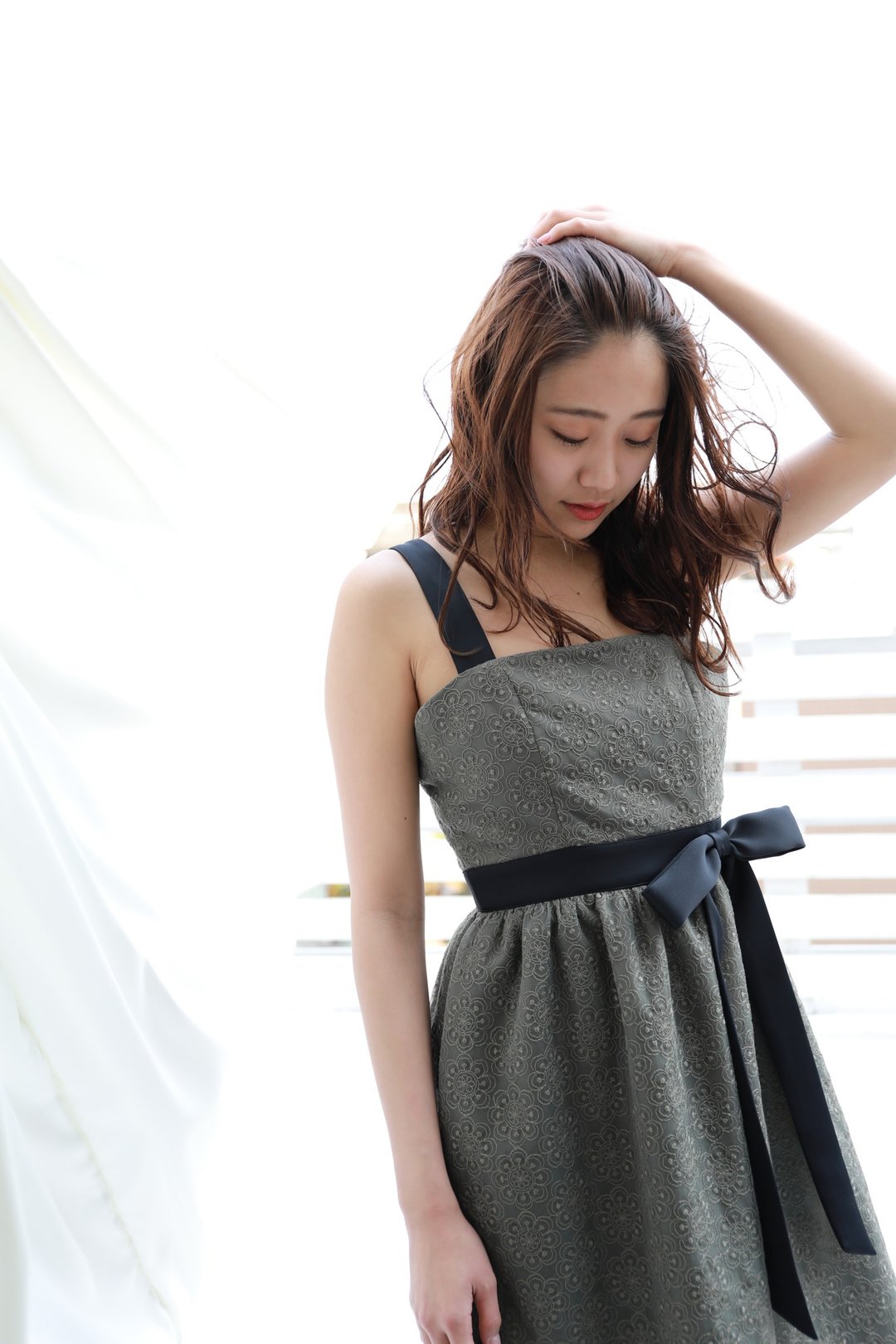 日本制造 花卉蕾丝薄纱连衣裙连衣裙 XS-S 码 - 晚装/礼服 - 其他人造纤维 绿色