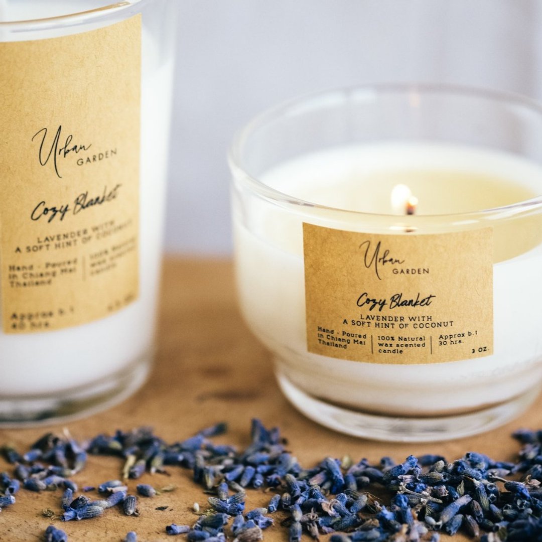 Lavender & Coconut  Scented Candle, Soy Wax Candle, Spa Candles, Massage Candle - 蜡烛/烛台 - 精油 白色