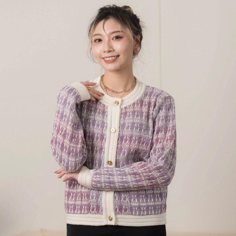 法式小香风针织外套  三色 - 女装针织衫/毛衣 - 聚酯纤维 黑色