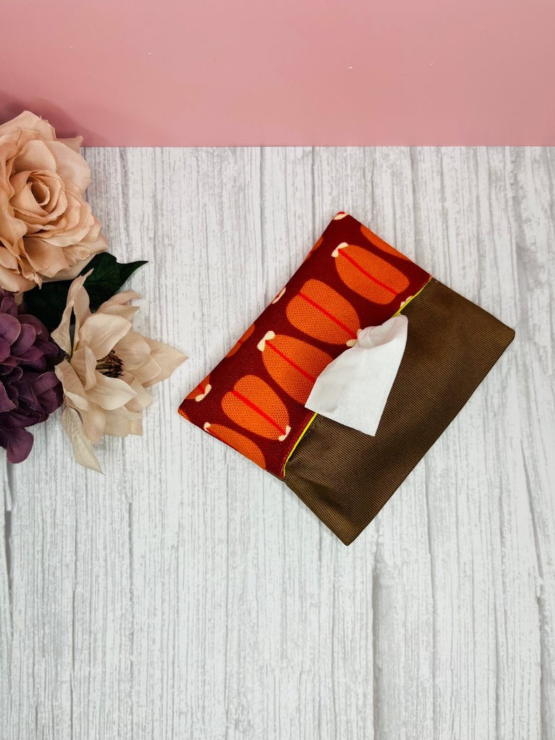 台湾布 随身面纸套 - 纸巾盒 - 棉．麻 红色