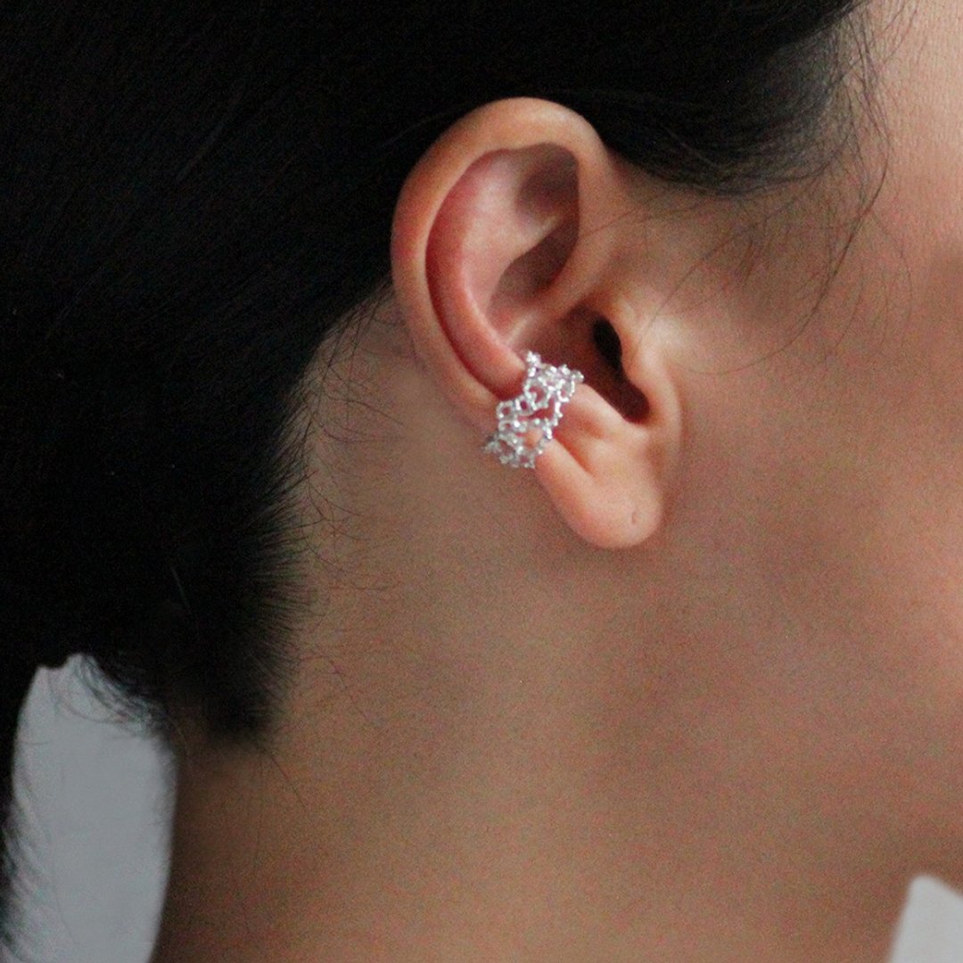 Ear cuff Flowering garden b One ear only - 耳环/耳夹 - 银 银色