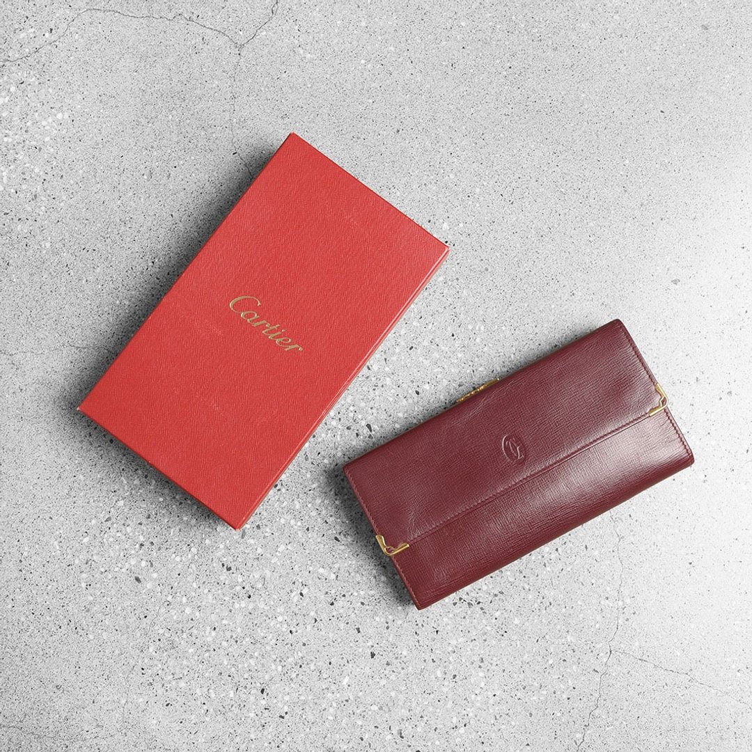 Cartier 古董口金长夹 / Vintage 古着 - 皮夹/钱包 - 真皮 红色