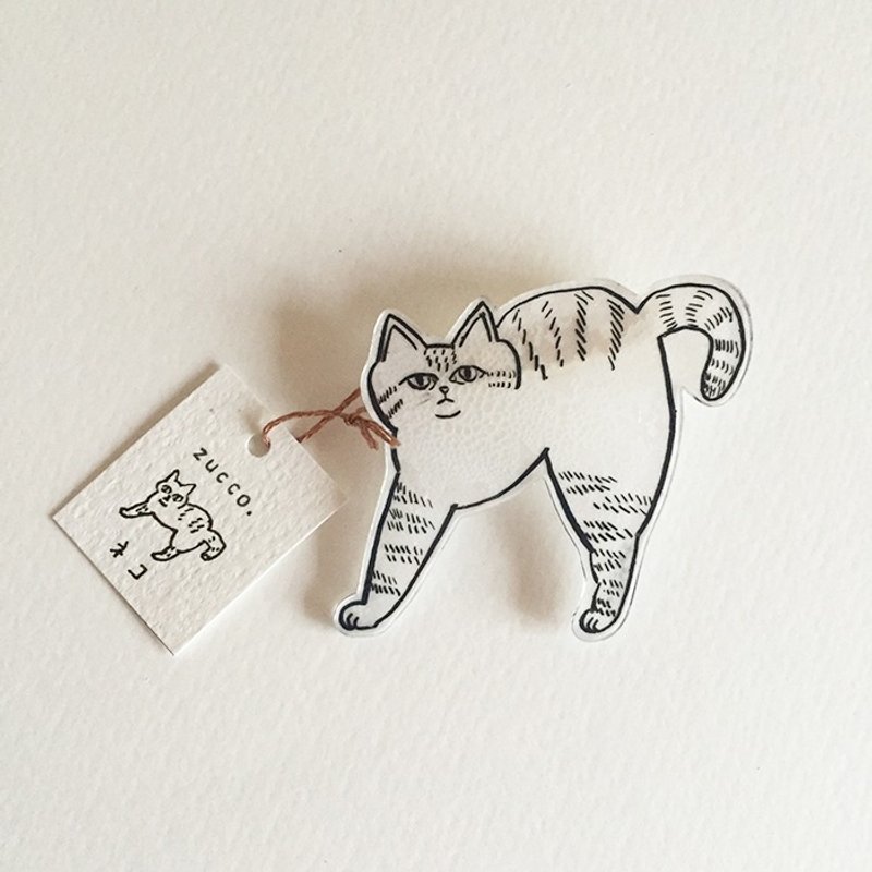 Crisp surprised! Prabang brooch cat - 胸针 - 塑料 白色