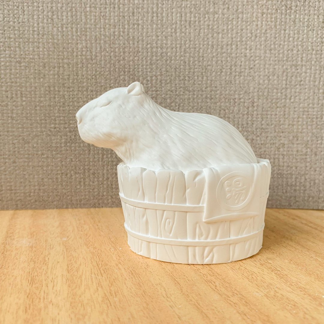 治愈系水豚泡温泉扩香石 呆萌温泉造型香氛摆件 - 香薰/精油/线香 - 其他材质 白色