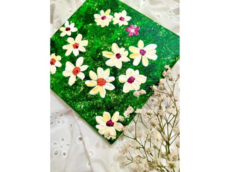 【小雏菊与草地】花卉压克力无框画/挂画/原画/摆饰/圣诞/生日 - 订制画像 - 棉 