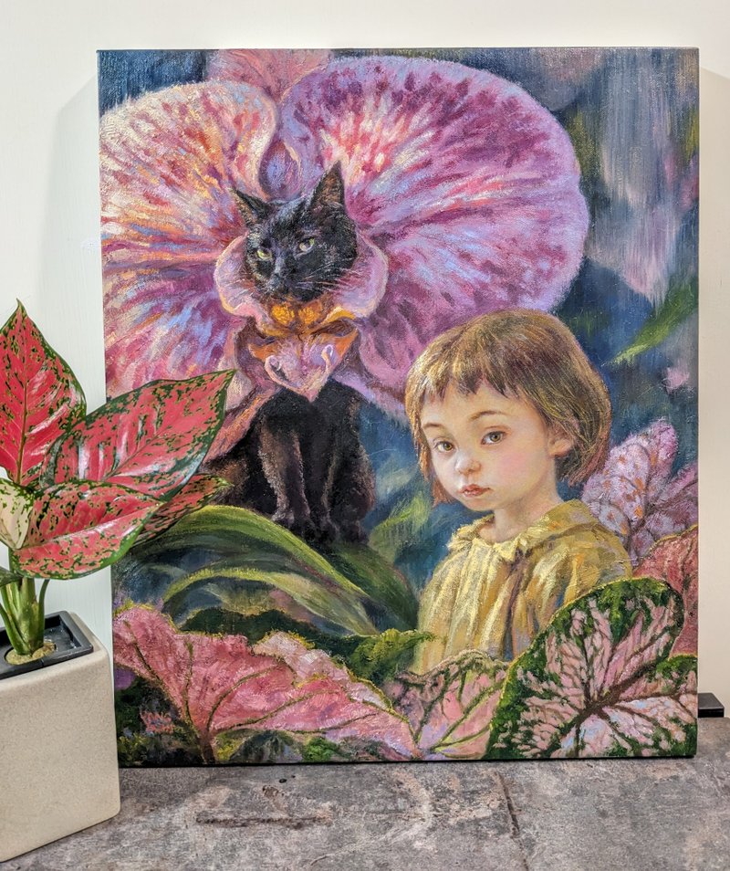 苹果小熊系列 油画 003【月光】(不含框) - 海报/装饰画/版画 - 亚麻 