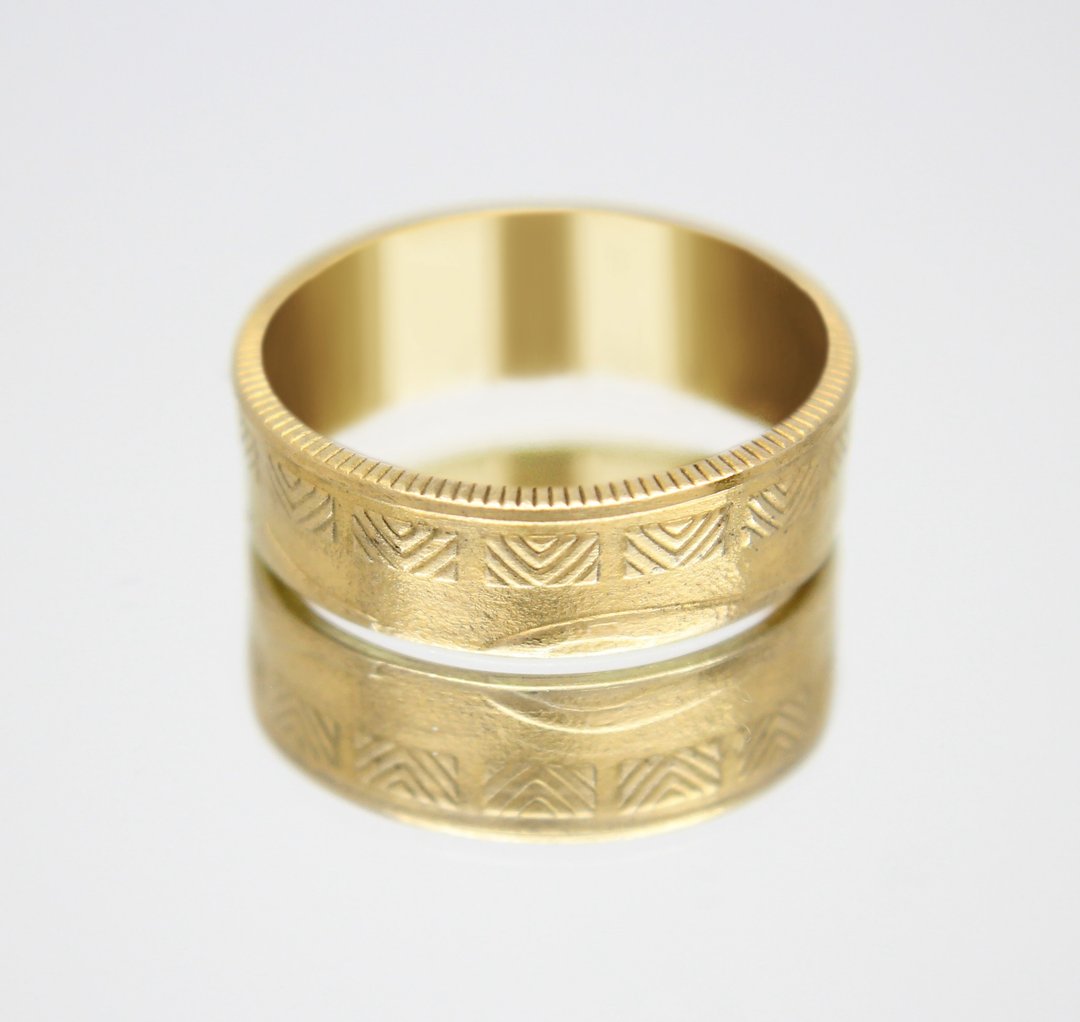 Gold Coin Ring Lithuania Coin Ring 50 cents 1997-2008 18k gold plated ring - 戒指 - 其他金属 