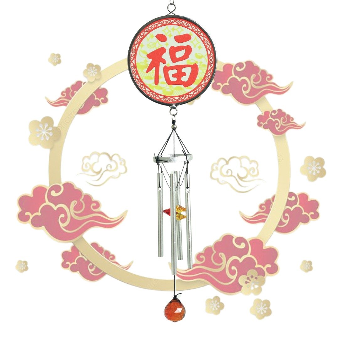 福春招宝玻璃小风铃-14吋/礼品/乔迁礼/新年饰品/开运招财/中国风 - 摆饰 - 玻璃 