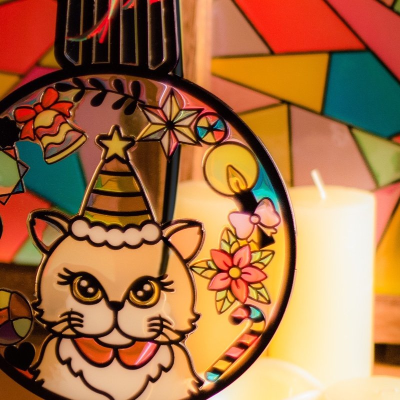 MokoBastet圣诞波波花圈长毛猫彩绘装饰【圣诞礼物】【客制化礼物 - 灯具/灯饰 - 压克力 多色